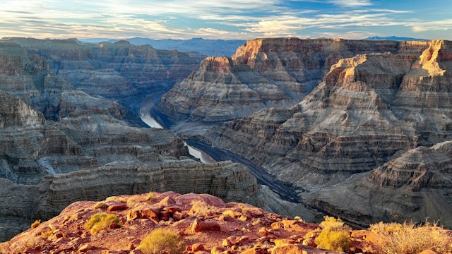 The Colorado River winding through the Grand Canyon