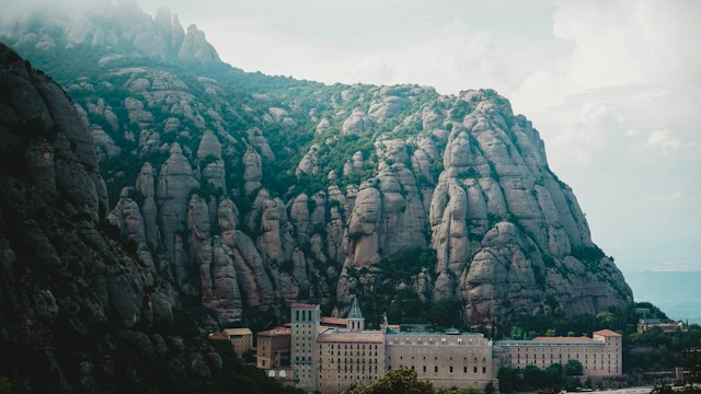 Montserrat monastery beneath the mountain's rock peaks