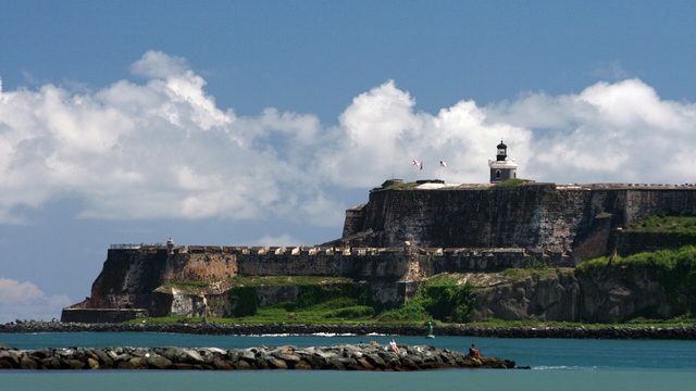 Castillo San Felipe del Morro's walls above the bay entrance in Old San Juan
